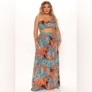 Fashion Nova |Teal and Orange | Tropical Skirt (only) |1XL